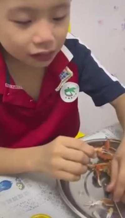 Parents cooked their children’s pet crab and forced the reluctant kids to eat them.