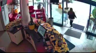 Car crashes in tanning studio