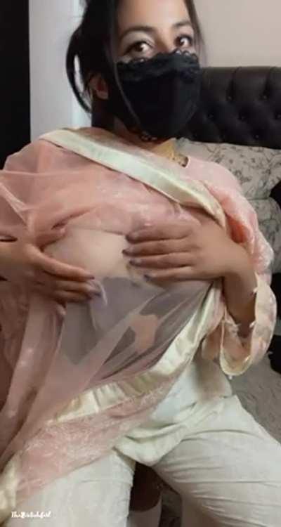 Playing with my tits through my seethrough dupatta hits so different