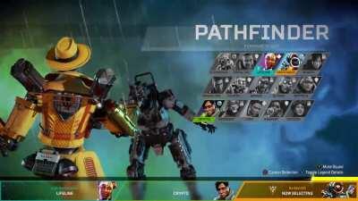 The selection screen for Pathfinders new skin is amazing.