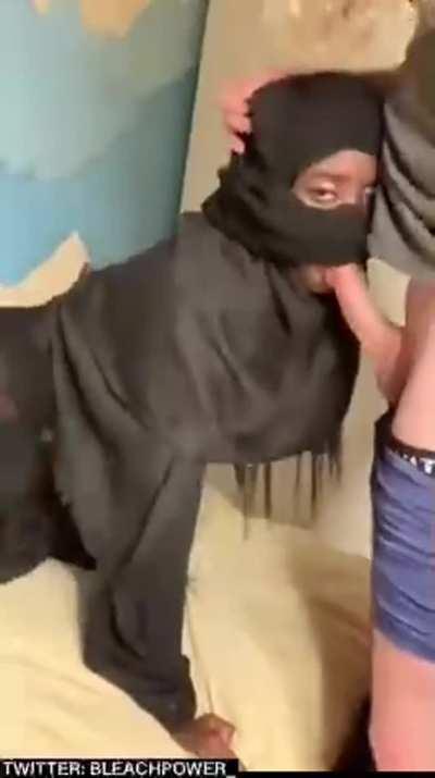 Dark Muslim is very hungry during her fast. Swallowing a white cock helps settle her cravings. Is a white man’s cum halal? She’s swallowing regardless.