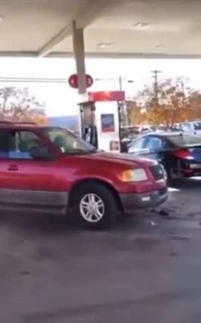 When you try drifting around gas pumps