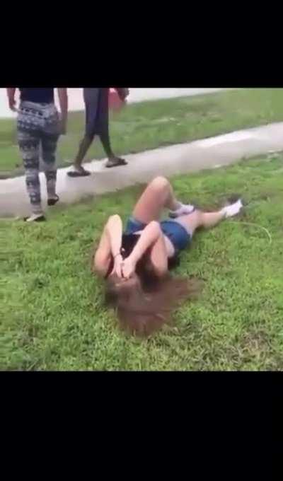 Bitch gets knocked out and mr save a hoe gets jumped