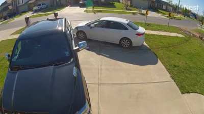 Just in his own driveway, and then...