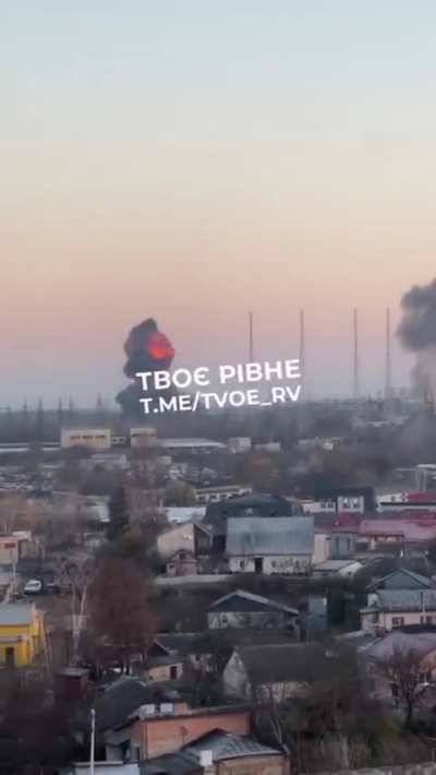 Missile impacts on Rivne, Ukraine this morning.