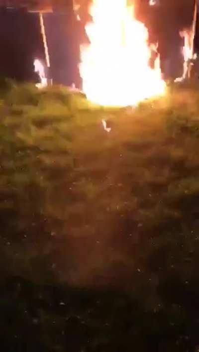 What could go possibly wrong by lighting up a fire with a fuel can?