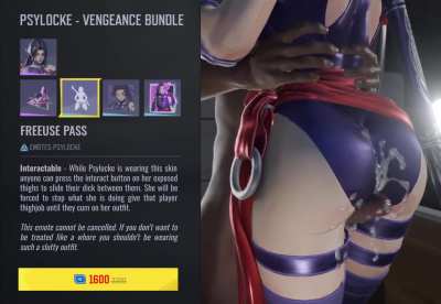 If you see a Psylocke player wearing this outfit it means they're desperate for your dick's attention