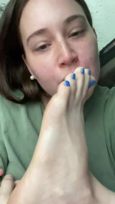 Rain + empty park = a happy girl