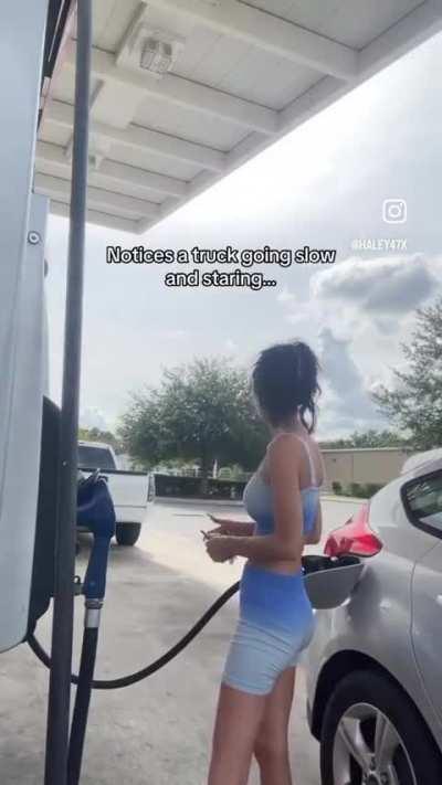I hope no one sees me pumping gas in this outfit!