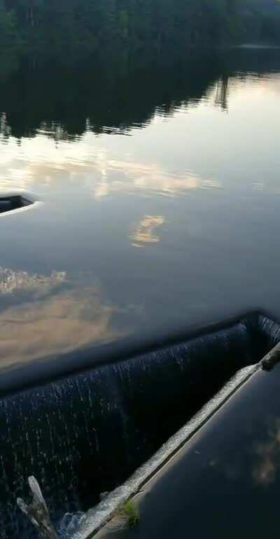 A weir at sunset in West North Carolina, beautiful but discomforting