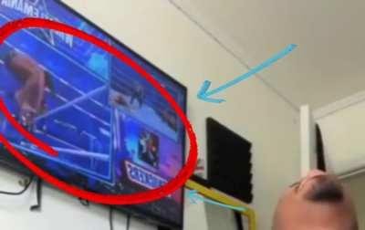 Dreamy gets very excited after his favorite wrestler (Ambatublow) wins