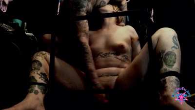 SLAVE CAGE — BONDAGE & RESTRAINED DILDO MASTURBATION