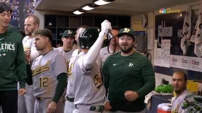Player breaks his team Home Run Celebration Hammer.