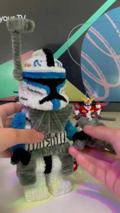 Made a Lego phase one Captain Rex minifigure out of pipe cleaners