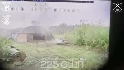 A Ukrainian drone unit finds a warehouse filled with Russian equipment and supplies, they coordinated drone and artillery strikes onto the facility.