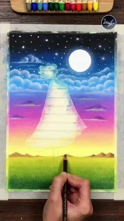 Super cool oil pastel drawing process