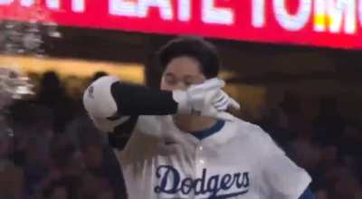 The Dodgers home run celebration last night was making fun of an Ohtani commercial