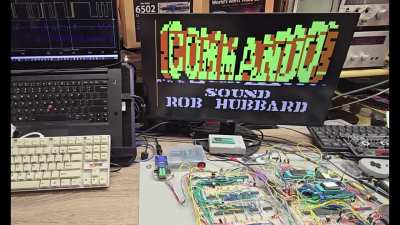 Going Commando with my 6502. Using the hidden 8 sample audio buffer in my VIA for 25.256 khz digital audio! Rob Hubbard SID music without a SID chip, or DAC. Nothing but a 6522 and an opamp!