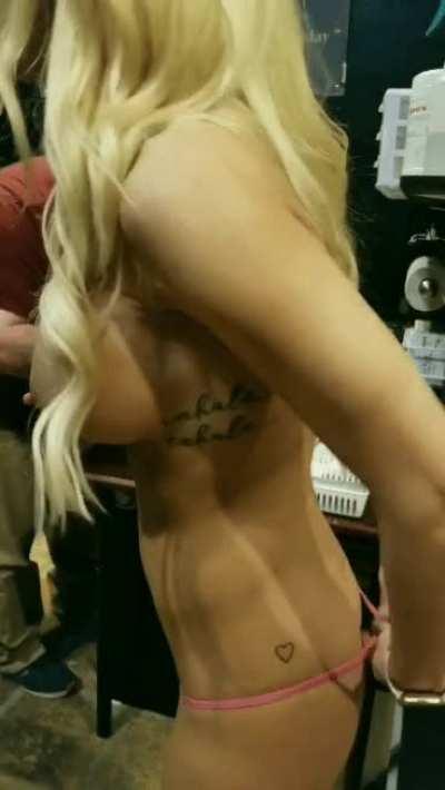 Teasing the piercer guy so bad 😆. I stripped down to my tiny panties just to get my nipple pierced 💣💥.