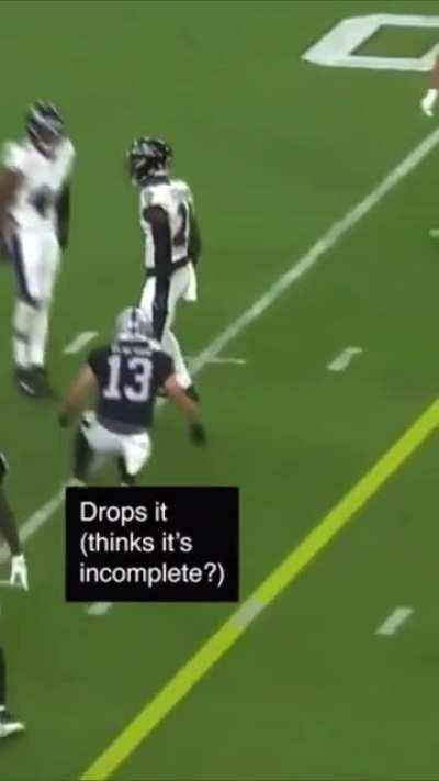 Credit to Renfrow for being the only person on the field who realized it was an interception.