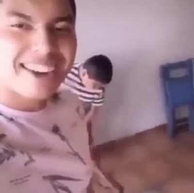 Pissing off your younger brother trying to clean by spilling water