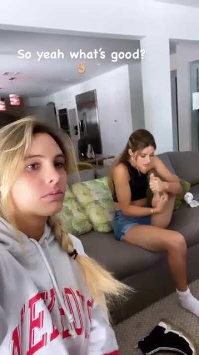 Hannah Stockings licking her toe