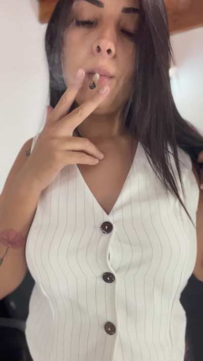 I love how the smoke mixes with my perfume… Would you like to smell me while I smoke?