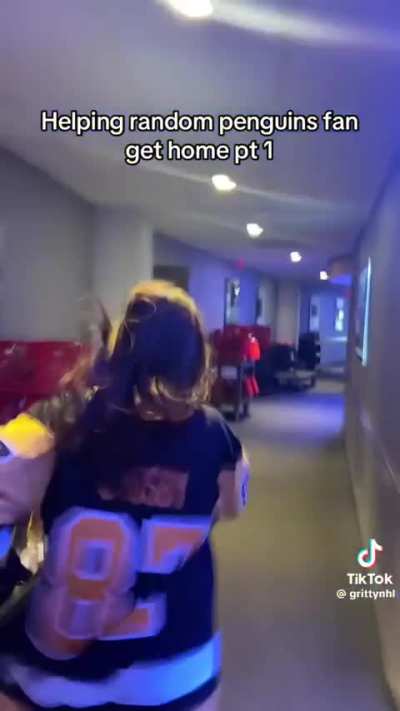 Helping a random penguins fan hey home.