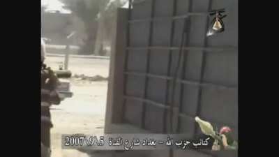 Hezbollah shooting at M1 Abrams tank with an RPG-29. Iraq, Date:2007-9-5