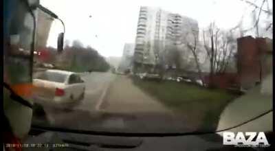 Tram demolishes everything in its path in Moscow