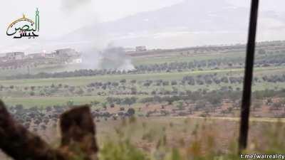Jaish al-Nasr TOW ATGM hit on regime BMP-1 (2017)