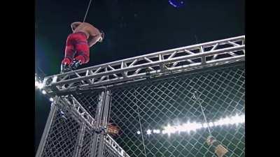 In a moment I completely forgot about, Chris Benoit takes one of the most vicious bumps I've ever seen..... then proceeds to get clobbered by one of the 10,000 broken WCW Jarrett guitars. (Seriously, the whole show revolves around Jarrett in this era.)