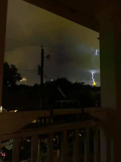 Bank of America building being blessed by Thor last night.