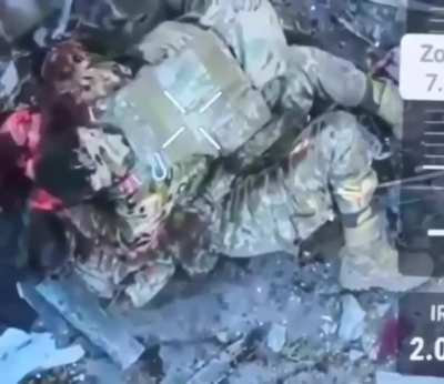 Knife fight drone pov, no date, Ukraine.