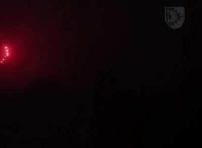 Footage of Ukrainian mobile air defense teams shooting down Iranian / Russian Shade UAV this night. 13/01/2025 