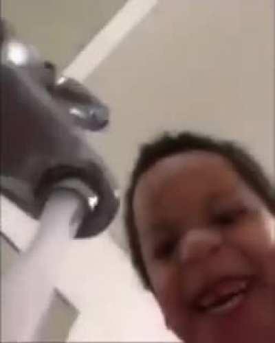 POV of Rage lubricating his new robotic knee for the first time.