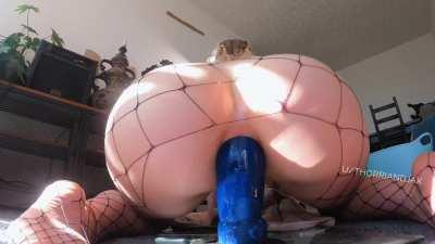 Bouncing my ass on that fat dildo with ease! I used to struggle to take the tip I’m not long ago [f]26