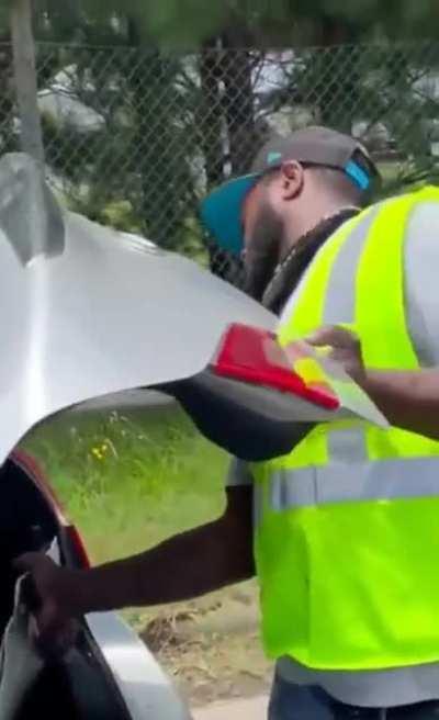 Whatever you do, DO NOT try to hit this guy's car on the highway and try to leave!!