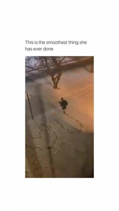 The way she runs off at the end