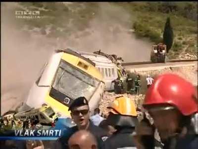 July 24, 2009 - Croatia - Derailed train misses people by few inches at full speed