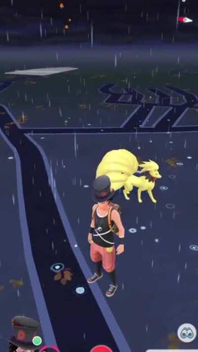 Well this is just creepy lol. In addition to custome vulpix, costume Ninetales animations don't work, it just stays put.