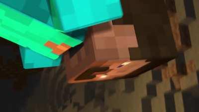 Every Minecraft player when they see one pixel of blue in a cave