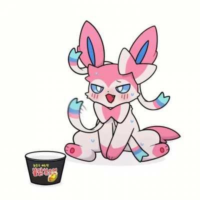 Sylveon ate too much spicy noodles 