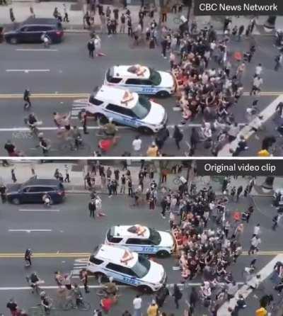 CBC censored their Twitter video showing police SUVs ramming protestors. CBC later apologized for releasing 