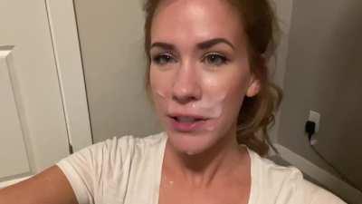 this girl is spectacular ... covered in cum and satisfied