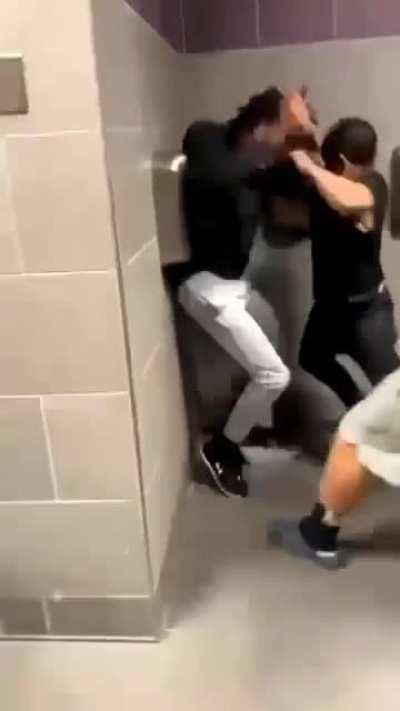 Midget and Fat dude jump a kid