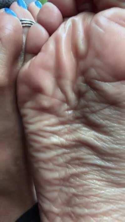 Super close up of my soft soles wrinkles and toes!