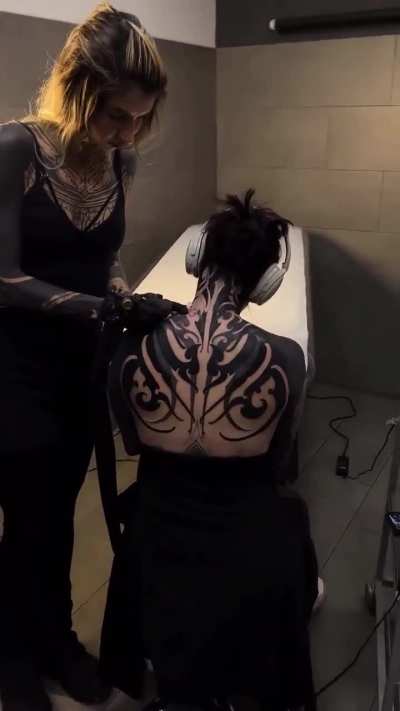 Black tattoo work by © Paula Sgarbi, Spain.