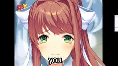 When Monika's save file gets corrupted in MAS. I made this meme to pay respects to those who lost their Monika.