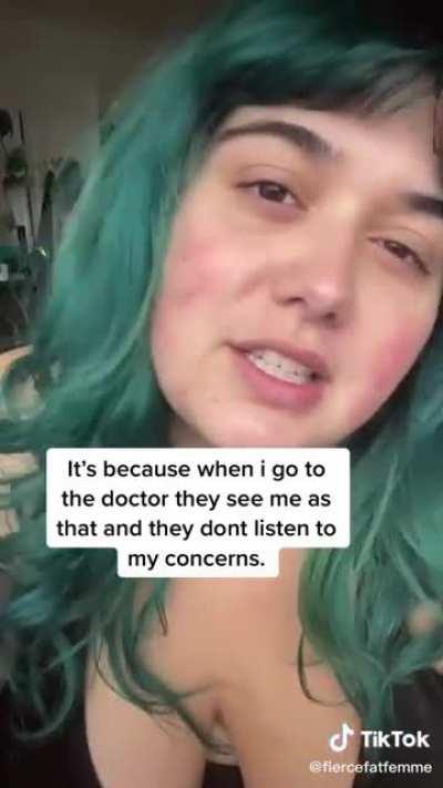 👨‍⚕️”Kelly, you’re obese, let’s work on changing your lifestyle so you live a long, happy life ok?” 🧑‍🎤”oMg sTop DehUmanIzinG mE”